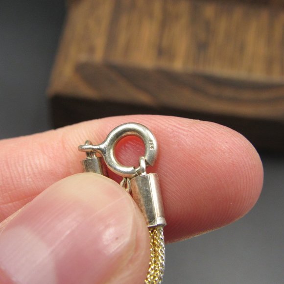 18" Sterling Silver Fossil & Jade Orb Necklace - Picture 4 of 6